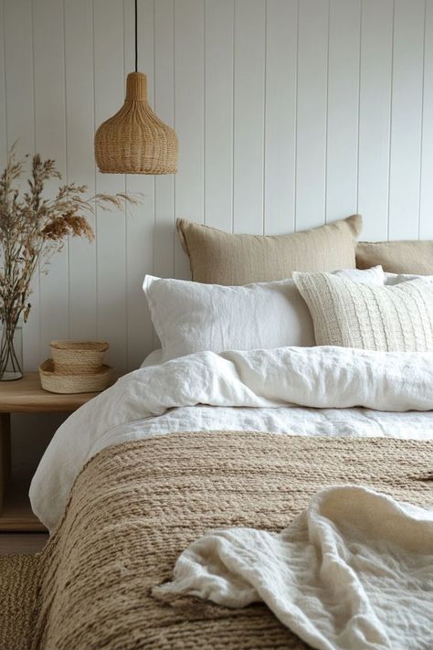 Bring simplicity and warmth into your bedroom with Scandinavian design. Focus on neutral color palettes, clean lines, and minimalistic decor. Use natural materials like light wood and linen to add warmth, and keep the space clutter-free with functional storage solutions. Soft lighting, muted tones, and simple, cozy textiles create a calm and serene atmosphere that’s perfect for rest. 🌿✨ Cozy Scandinavian Bedroom, Scandinavian Bedroom Design, Bedroom Nordic Style, Cozy Scandinavian, Cozy Textiles, Bedroom Nordic, Minimalistic Decor, Scandinavian Design Bedroom, Scandinavian Bedroom