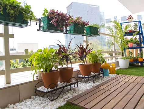 Give your terrace a new look with these low budget renovatio… Klein Balkon Decor, Apartment Patio Gardens, Design Per Patio, Terrace Garden Ideas, Apartment Balcony Garden, Small Balcony Garden, Terrace Garden Design, Small Balcony Design, Patio Garden Design