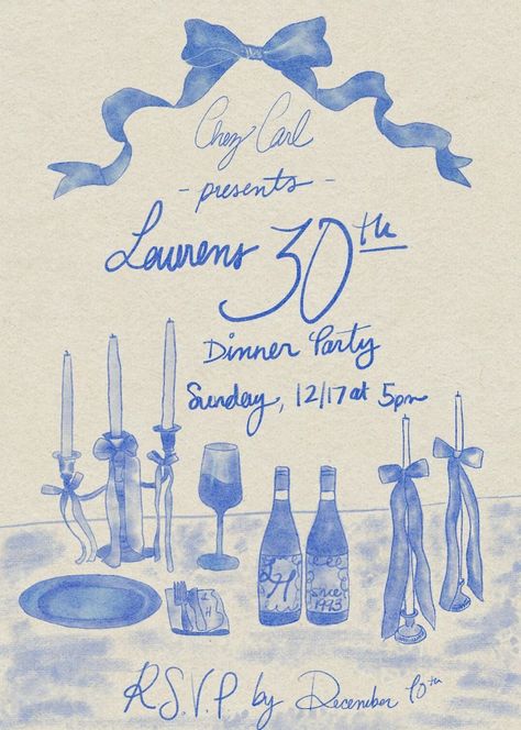 Art Event Invitation Design, Dinner Birthday Party Invitations, Vintage Dinner Party Invitation, Hand Drawn Birthday Invitations, Brand Invitation Card, Invitation Card Design Party, 30th Dinner Party, Hand Drawn Invitations, Invitation Card Design Digital