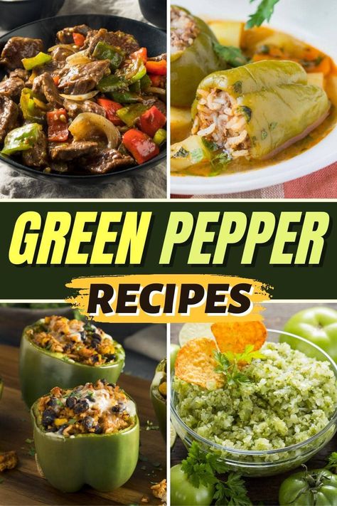 These delicious green pepper recipes are perfect to make for the family! From stuffed peppers to enchiladas to stir-fry, you can't top these incredible meals. Recipes That Use Green Peppers, Green Pepper Dinner Recipes, Chicken With Green Peppers And Onions, Uses For Green Peppers, What Can I Make With Peppers, Meals With Green Peppers, Green Pepper Chicken, Green Bell Peppers Recipes, Recipes With Green Bell Peppers