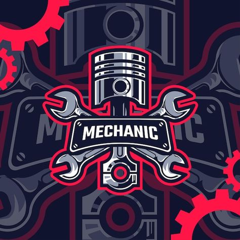 Vector automotive industry logo premium ... | Premium Vector #Freepik #vector #engine-logo #garage-logo #tire-logo #vintage-garage Thai Concept Motorcycle Sticker, Auto Mechanic Shop, Mechanic Logo Design, Mechanic Shop Decor, Mechanic Logo, Mechanics Logo, Garage Logo, Clever Logo Design, Automotive Logo Design