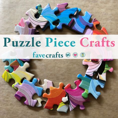 Craft Ideas With Puzzle Pieces, Jigsaw Art Projects, Diy Puzzle Gift Ideas, Projects With Puzzle Pieces, Recycle Puzzle Pieces Ideas, Puzzle Piece Projects, Reuse Puzzle Pieces, Crafts Made With Puzzle Pieces, Things To Do With Puzzle Pieces