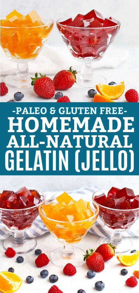 How to Make Healthy Homemade Jello - Yes, really! This homemade gelatin recipe is made from natural ingredients, and natural sweeteners, without any dye or additives. (Dairy free, gluten free & paleo approved!) // paleo jello // homemade jello recipe // homemade gelatin recipe // healthy gelatin #jello #gelatin #healthysnack #healthytreat Paleo Jello, Homemade Gelatin, Homemade Jello, Jello With Fruit, Jello Recipe, Sugar Free Jello, Aip Desserts, Gelatin Recipes, Beef Gelatin