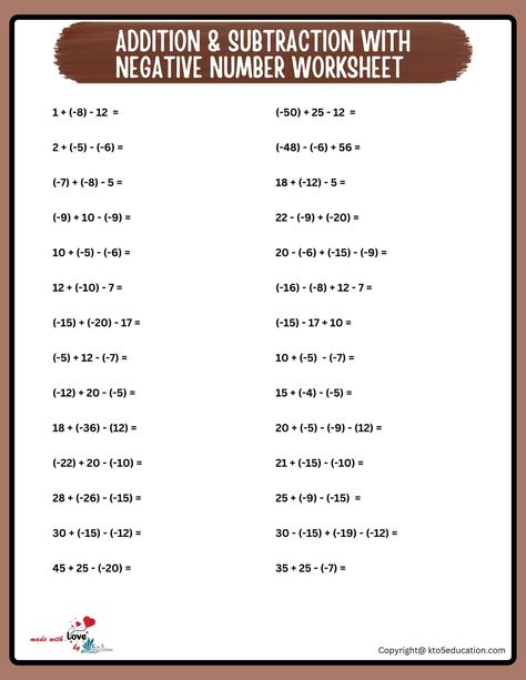 Integers 7th Grade Math Worksheets, Adding Integers Worksheet, Capital Cursive Letters, Subtracting Integers Worksheet, 7th Grade Math Worksheets, Math Integers, Mental Maths Worksheets, Integers Worksheet, Mathematics Activities