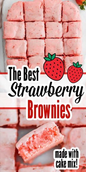 Strawberry Brownies Recipe, Creamy Frosting, Strawberry Brownies, Dessert Oreo, Strawberry Dessert Recipes, Dessert Dips, Brownies Recipe, Protein Recipes, Think Food