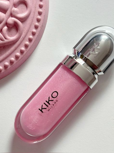 Kiko Glittery Pink Lip Gloss in a sleek tube, showcasing a vibrant pink shade with sparkling glitter, perfect for adding shine and color to lips. Kiko Pink Lipgloss, Kiko 05 Gloss, Gloss Kiko 04, Marceline Makeup, Kiko Milano Lipgloss, Kiko Gloss, Makeup Kiko, Kiko Lipgloss, Pink Lipgloss