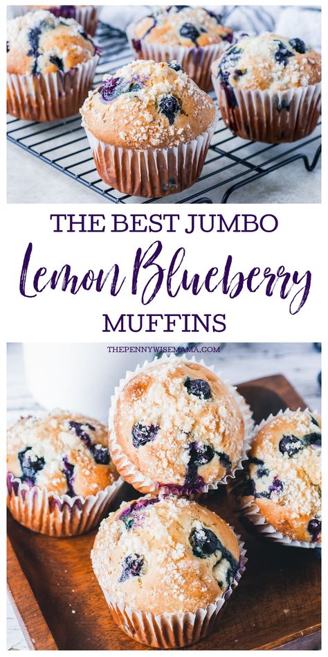 Jumbo Muffin Recipes, Blueberry Buckle Cake, Jumbo Blueberry Muffins, Buckle Cake, Lemon Crumble, Lemon Blueberry Muffins Recipe, Lemon Muffin Recipes, Muffins Blueberry, Blueberry Buckle