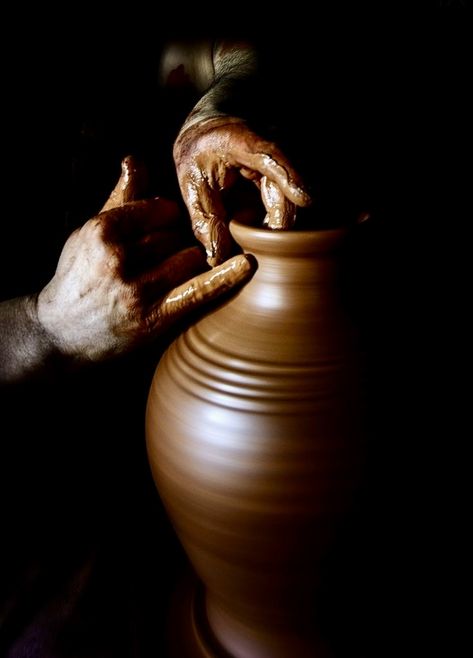 Beautiful Scriptures, The Potter's Hand, Brown Aesthetic, Chiaroscuro, Image Hd, Ceramic Pottery, Two Hands, Hands On, Black Backgrounds