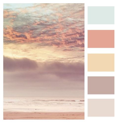 Sand And Pink Bedroom, Pink Sunset Bedroom Aesthetic, Daydream Color Palette, Sunrise Pallet Colour Palettes, Sunset Color Room Bedrooms, Sunrise Pallete Color, Sunset Colour Pallet, Sunset Ocean Color Palette, Sunrise Color Palette Wedding