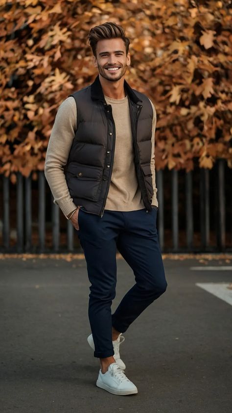 Casual and Classy: Ten Must-Have Outfits for 2024 Autumn 32 Mens Winter Date Night Outfit, Blue Denim Outfit Men, New Years Eve Outfits For Men, Mens Semi Casual Outfits, Winter Casual Outfits Men, Cold Outfits Men, Men Fall Outfits Dressy, French Mens Fashion, Winter Date Night Outfits