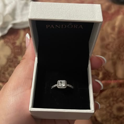 Pandora Square Silver Ring Size 7 (New, Never Used) Promise Ring Pandora, Pandora Promise Rings, Promise Rings Pandora, Body Jewelry Diy, Pandora Bracelet Charms Ideas, Cute Promise Rings, Pandora Ring, Bday Gifts, Jewelry Pandora