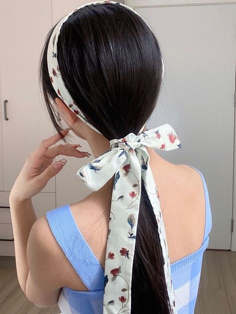 White Casual   Polyester Floral Basic Hair Band Embellished   Women Accessories Hairstyles With Hair Bands, Full Bangs Long Hair, Crochet Bow Pattern, Cute Easter Outfits, Feminine Hairstyles, Black Hair Aesthetic, Diy Hair Accessories Ribbon, Designer Hair Accessories, Crochet Bow