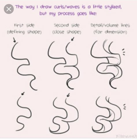 Draw Wavy Hair, Anime Hairstyles Tutorial, Draw Curly Hair, Wavy Hair Tutorial, Wavy Hairstyles Tutorial, Pelo Anime, Drawing Hair Tutorial, Anime Hairstyles, Curly Wavy Hair