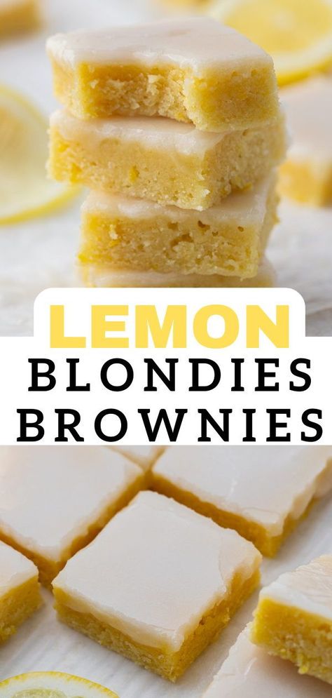 Blondies Brownies, Lemon Blondies, Lemon Bar Cookies, Lemon Desserts Easy, Lemon Cookie, Lemon Brownies, Lemon Bars Recipe, Lemon Dessert Recipes, Blondies Recipe