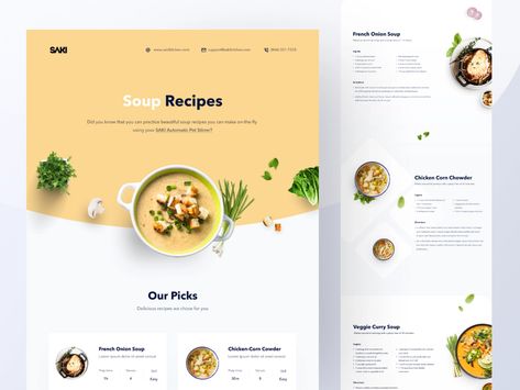 Recipe Page Design, Food Website Design, Mise En Page Web, Dessert Restaurant, Food Web Design, Chicken Corn Chowder, Web Ideas, Wireframe Design, Magazine Inspiration