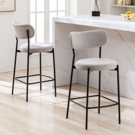 PRICES MAY VARY. 【Combining a Stylish and Minimalist Design】Duhome modern bar stools are made from a healthy and soft chenille fabric that is highly resilient and easy to care for,ensuring you'll be able to use them for a long time.The simple and elegant design of the back allows you to lean back and enjoy a relaxed and relaxing time. 【Powerful Support】The base and legs of this bar high top chairs are made of premium metal and will not deform or rust with long-term use.The foot pad on the bottom Fabric Bar Stools, Padded Bar Stools, Bar Chairs Kitchen, Kitchen Gray, Chairs For Kitchen, Fabric Bar, Fabric Bar Stool, Modern Counter Stools, Kitchen Counter Stools