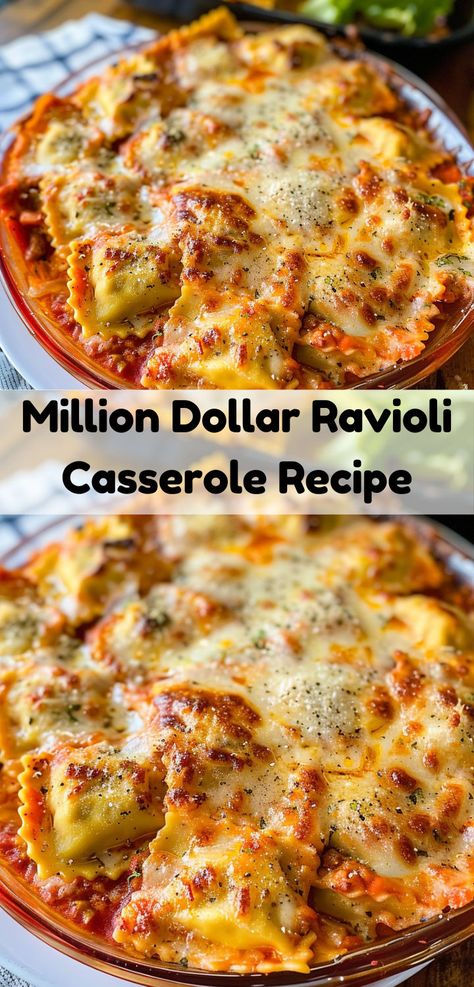 million dollar ravioli casserole, ideal for cozy nights. Million Dollar Ravioli, Ravioli Casserole, Total Darkness, Ravioli Recipe, Beef Casserole Recipes, Weekend Meals, Pasta Dinner Recipes, Drink Wine, Dine In