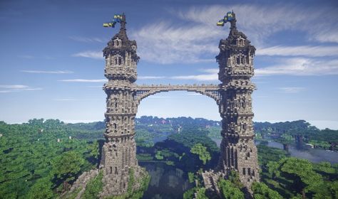 The Twins Medieval Towers Minecraft Project Towers Minecraft, Château Minecraft, Medieval Towers, Minecraft Tower, Construction Minecraft, Minecraft Kingdom, Minecraft Statues, Mc Builds, Minecraft Structures