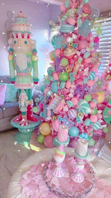 @wife_mom_bossslife on Instagram: "Happy Friday 🤍 I hope everyone had a wonderful thanksgiving.. Now it’s time to start enjoying our Christmas trees 🎄 • • • #ChristmasDecoration #ChristmasVibes #ChristmasLover #ChristmasObsessed #Pastel #PastelLover #PastelChristmas #PastelVibes #Christmas2023 #Christmas2023 #CandyLandChristmas #PastelWonderland #XmasLover #TisTheSeason #Vibes #Wonderland #ChristmasWondederland #PinkMas #PinkChristmas #PinkTree #PinkChristmasTree #Fyp #Viral #ViralChristmas #ViralReels #ViralVideos #ViralPost" Pink Candy Cane Christmas Tree, Cotton Candy Christmas Tree, Candy Land Christmas Decor, Pastel Christmas Tree Decorations, Candyland Christmas Tree Ideas, Pastel Candy Christmas Tree, Pastel Christmas Aesthetic, Vintage Christmas Trees, Pastel Christmas Tree