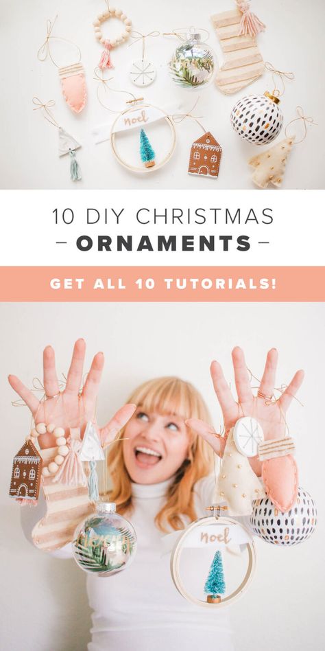 10 DIY Christmas Ornaments that are modern and minimal! Build Your Own Ornament, Whimsical Ornaments Diy, Easy Holiday Ornaments For Kids To Make, Anthropologie Christmas Decor Diy, Diy Crate And Barrel Ornaments, Diy Ornaments Adults, Teen Christmas Ornament Diy, Diy Ornaments For Teens, Pretty Diy Christmas Ornaments