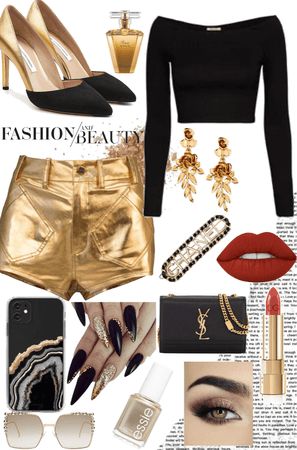 Black And Gold Concert Outfit, Gold Outfit Black Women, Gold And Black Outfit, Black And Gold Outfits, Black Gold Outfit, Formal Casual Outfits, Black And Gold Outfit, Black Jumpsuit Outfit, Gold Bodysuit