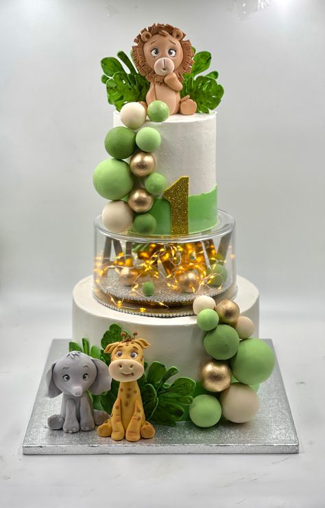 3 Tier Birthday Cake, Cakes Without Fondant, Jungle Safari Cake, Jungle Theme Cakes, Baby Shower Cake Designs, Cake Designs For Boy, Twin Birthday Cakes, Kids Birthday Party Cake, Cake Designs For Kids