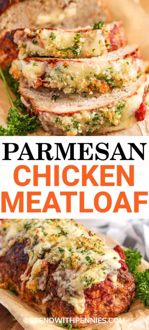 Meatloaf Chicken, Chicken Parmesan Meatloaf, Chicken Meatloaf Recipe, Parmesan Meatloaf, Chicken Meatloaf, Delicious Meatloaf, Homemade Comfort Food, Ground Chicken Recipes, Spend With Pennies