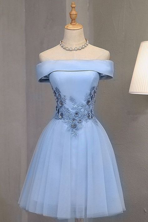 Light Blue Prom Dress Short, Sky Blue Dress Short, Short Ball Gown Dresses, Dresses For 8th Grade Dance, Descendants Fashion, Spring Formal Dress, Prom Dresses Short Blue, Spring Formal Dresses, Debut Gowns