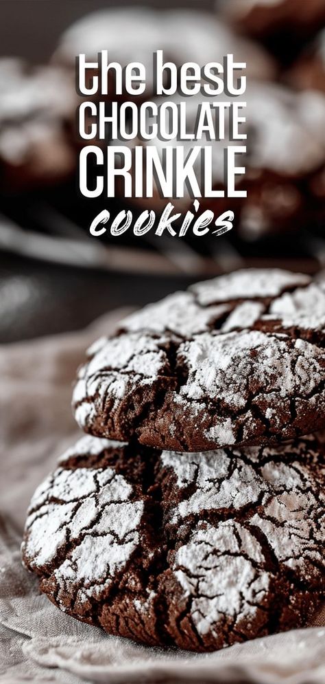 Chocolate Crinkle Cookies [30 Minutes] – Chasety Chocolate Crinkle Cookie Recipe, Chocolate Crinkle Cookie, Christmas Crinkle Cookies, Chocolate Crinkle Cookies Recipe, Crinkle Cookies Recipe, Chocolate Crinkle, Cookie Crunch, Frozen Cookie Dough, Chocolate Crinkle Cookies