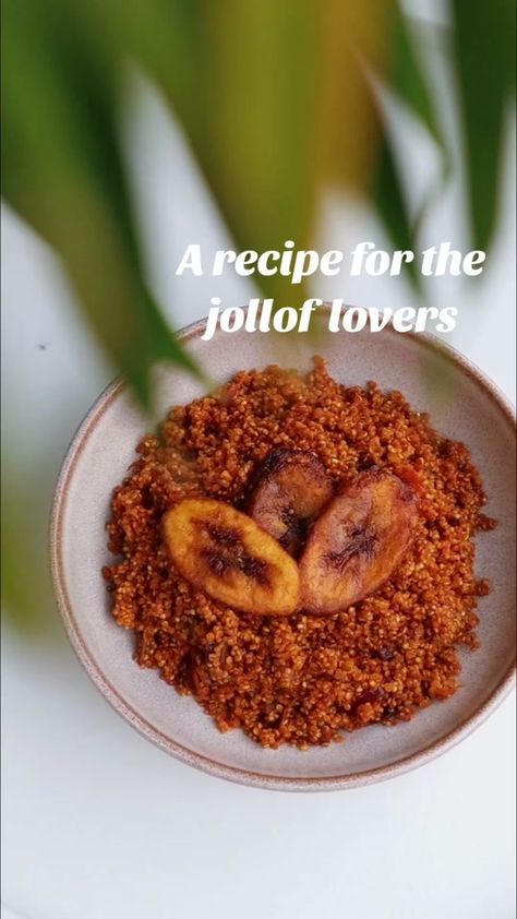 Jollof Quinoa 🇳🇬🇬🇭 My healthier spin on a West African staple and ... | Jollof rice | TikTok Jollof Quinoa, Long Grain White Rice, African Coast, Fried Plantain, Chilli Peppers, Red Bell Peppers, Jollof Rice, Plantains Fried, Complete Protein