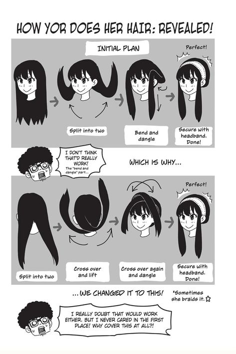 Spy Poses Drawing, How Yor Forger Does Her Hair, Yor Forger Hair Tutorial, Assassin Hairstyle, Yor Forger Hair, Yor Forger Hairstyle, Hornyposting Ideas Anime, Anya Hair, Yor Forger Manga