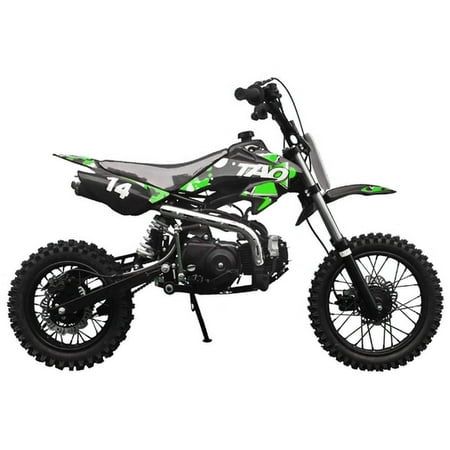 Tao Motor DB14 Dirt Bike Semi-Automatic Off Road 110cc Motocross Gas Dirt Bike for youth and kids - Green The DB14 110cc dirt bike from TaoTao USA features larger tires and a taller seat height that makes it just right for youth and teen riders. The extra size also means more ground clearance so the DB14 can handle rugged off-road riding. The 4-stroke, air-cooled engine is easy to maintain and easy to start. And the semi-automatic transmission is the perfect setup for graduating young riders to Dirt Bikes For Kids, All Terrain Tyres, Bike Lights, Christmas 2022, Dirt Bikes, Dirt Bike, Automatic Transmission, Motocross, Off Road