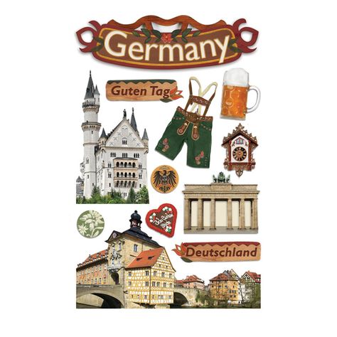 Buy the Paper House® 3D Stickers, Germany at Michaels.com. Chronicle your experiences of amazing Germany using the Paper House® Germany Stickers. 3d Scrapbook, World Thinking Day, Germany Flag, Paper House, 3d Stickers, German Language, Scrapbook Embellishments, Travel Scrapbook, Travel Themes