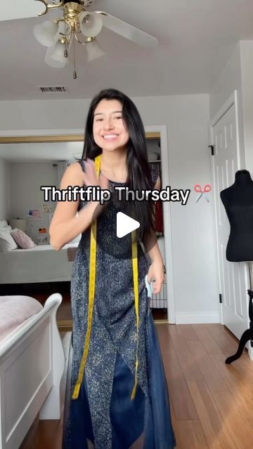 Tracy Garcia on Instagram: "Thriftflip this vintage dress with me✂️ Dancing: @klaveunderground #vintagedress #thriftflipthursday #thrifted #thrifteddress #upcycledvintage #sewing #sewingskills #upcycled #fashion #glitterdress #halterdress #salsadancing" Thrift Dress Transformation, Upcycle Dress Refashioning, Thrift Flip Dress, Upcycle Dress, Thrift Flip Clothes, Dress Makeover, Upcycling Clothes, Upcycled Dress, Make Your Own Dress