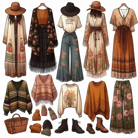 Casual Boho Fall Outfits, Boho Outfits For Winter, Vikingcore Outfits, Vintage Boho Style Outfits, Ethereal Boho Aesthetic, 70s Granola Aesthetic, Granola Core Outfits, Woodsy Aesthetic Fashion, Warm Boho Outfits