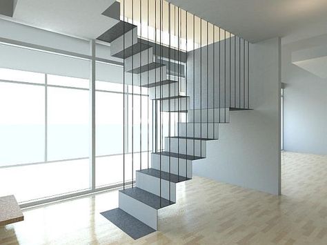 stair case | 21 Of The Most Interesting Floating Staircase Designs Steel Stairs Design, Contemporary Staircase, Escalier Design, Steel Stairs, Metal Stairs, Floating Stairs, Stairs Architecture, Floating Staircase, Stair Handrail