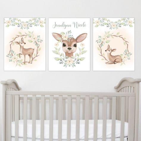 Leopard Nursery, Girl Baby Nursery, Fawn Nursery, Unique Nursery Decor, Girl Nursery Art, Nursery Prints Girl, Baby Nursery Art, Floral Baby Blanket