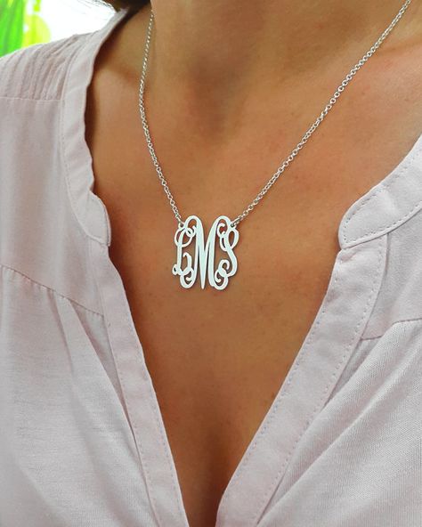 Monogram Pendant Necklace, Letter Jewelry, Monogram Pendant, Picture Pendant, Silver Monogram, Name Necklaces, Monogram Jewelry, Monogram Necklace, Monogram Gifts