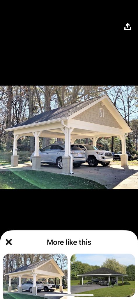 Car Port Ideas Front Of House, Adding Carport To House, Open Garage Carport Ideas, Car Port Ideas Carport Designs, Carport Landscaping, Carport In Front Of Garage, Car Port Ideas, Carport Addition, Carport Makeover