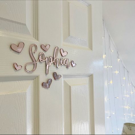 Door Name Sign, Nursery Door, Acrylic Door, Heart Nursery, Door Name, Bedroom Door Signs, Wooden Name Signs, Office Door, Bedroom Signs