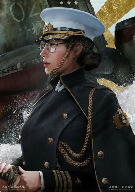 Artist: Johnson Ting  Source: Facebook  Found: Massasin Navy Character Design, Ginger Gangsta, Women's Military Uniform, Police Uniform, Navy Uniforms, Concept Art World, Police Uniforms, Navy Military, Modern Fantasy