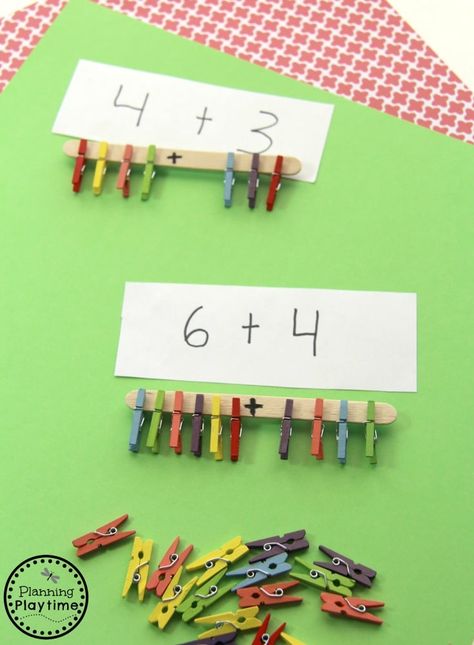 Great Fine Motor Addition Activity for Kindergarten. Activity For Grade 1, Addition Activity, Geometry Activities, Addition Activities, Math Addition, Aktivitas Montessori, Math Methods, Math Activities Preschool, Toddler Learning Activities