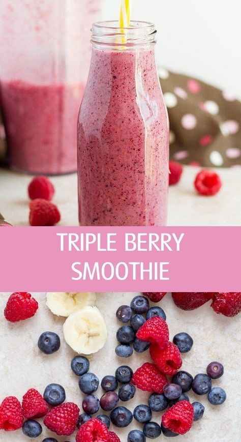 Frozen Fruit Smoothie Recipes, Triple Berry Smoothie, Frozen Fruit Smoothie, Free Smoothie Recipes, Coconut Milk Smoothie, Fresh Fruit Smoothies, Resep Smoothie, Smoothie Fruit, Dairy Free Smoothies