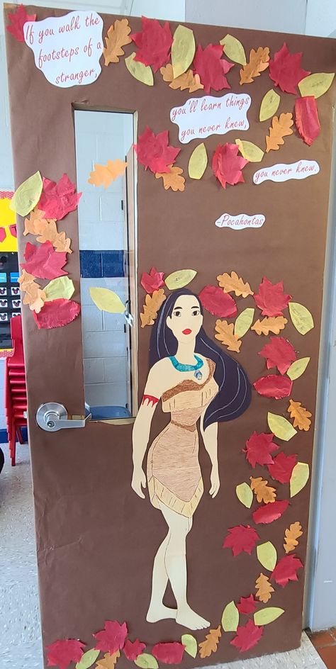 Disney Princess Bulletin Board, Fall Disney Door Decorations Classroom, Disney Thanksgiving Bulletin Board, Disney Fall Classroom Door, Disney Teacher Door, Disney Thanksgiving Classroom Door, Disney Fall Bulletin Board Ideas, Disney Halloween Classroom Door, Disney School Theme