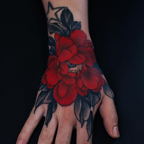 All Posts • Instagram Traditional Tattoo Cover Up, Hand Tattoo Cover Up, Red Poppy Tattoo, Arm Cover Up Tattoos, Red Flower Tattoos, Traditional Hand Tattoo, Hand Tattoo Ideas, Cuff Tattoo, Z Tattoo