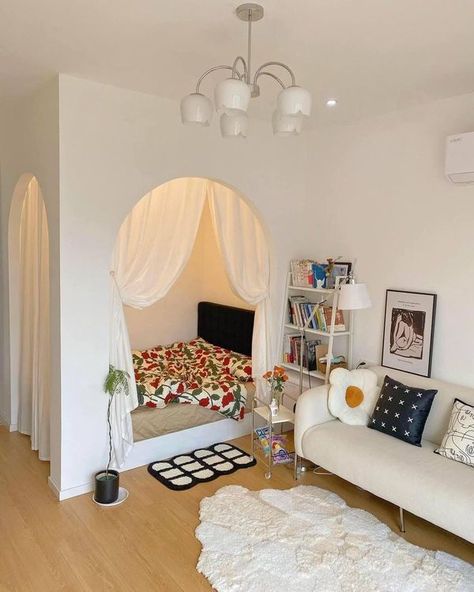 Small Hangout Room, Small Hangout Room Ideas, Bedroom 4x4, 4x4 Interior, Hangout Room Ideas, Small Bedroom Decor Ideas, Bold Living Room, Hangout Room, Indian Bedroom Decor