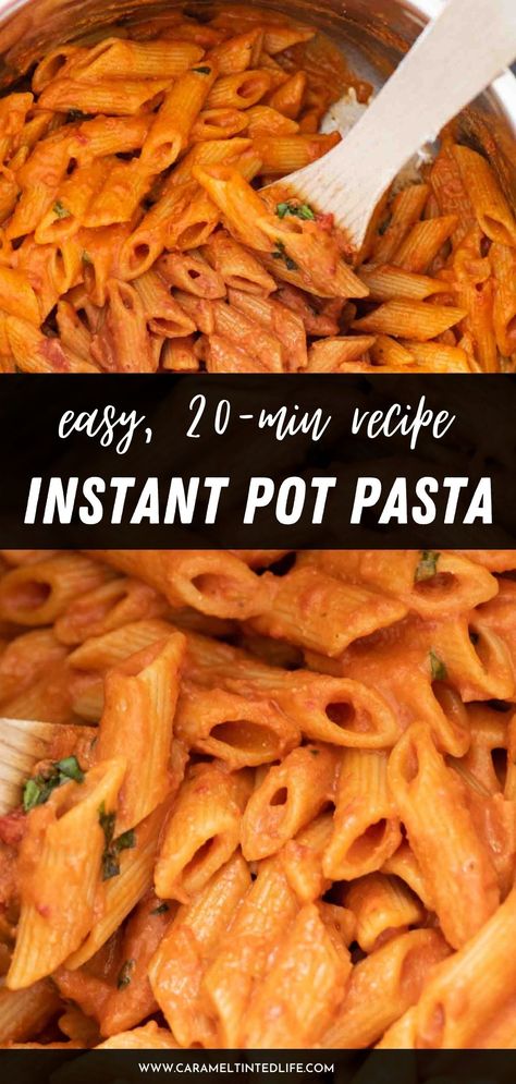 Best ever Instant Pot pasta in tomato sauce! Quick and easy 20-minute pasta recipe, dump and go recipe for making pasta in the Instant Pot. #easy #pasta #instapot Penna Pasta Instant Pot, One Pot Pasta Instant Pot, Instant Pot Creamy Tomato Pasta, Instapot Pasta Cook Time, Instant Pot Pasta And Meatballs, Instant Pasta Recipes, Insta Pot Pasta Recipe, Instapot Pasta Recipes, Dump And Go Instant Pot Recipes