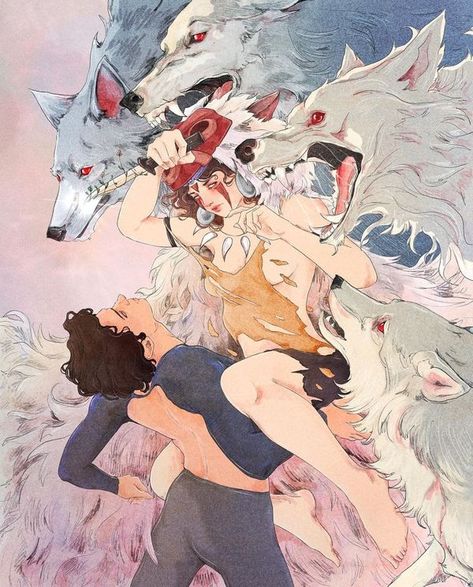 Princess Mononoke Fanart, Mononoke Fanart, Ghibli Love, Ghibli Artwork, Studio Ghibli Movies, Studio Ghibli Art, Princess Mononoke, Ghibli Movies, Ghibli Art