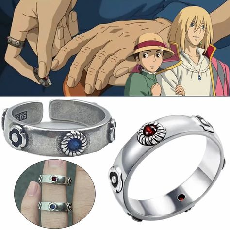 Howls Moving Castle Cosplay, Castle Ring, Howl And Sophie, Cosplay Jewelry, Anime Jewelry, Couples Ring Set, Anime Cosplay Costumes, Howl's Moving Castle, Howls Moving Castle