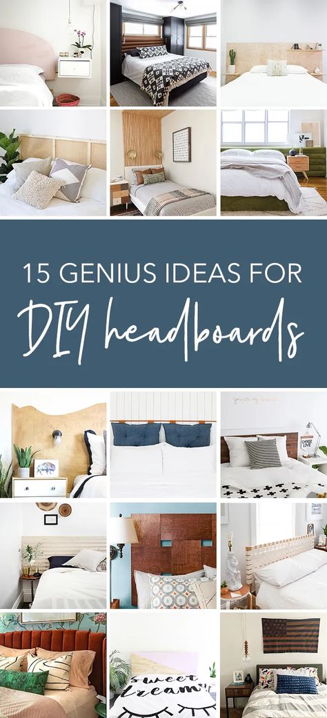 Head Bored Ideas Headboards, Diy Headboard King Bed, Diy King Sized Headboard, False Headboard Ideas, Diy Floating Headboard Ideas, Diy Full Size Headboard Do It Yourself, Apartment Headboard Ideas, Diy Freestanding Headboard, Ideas For A Headboard